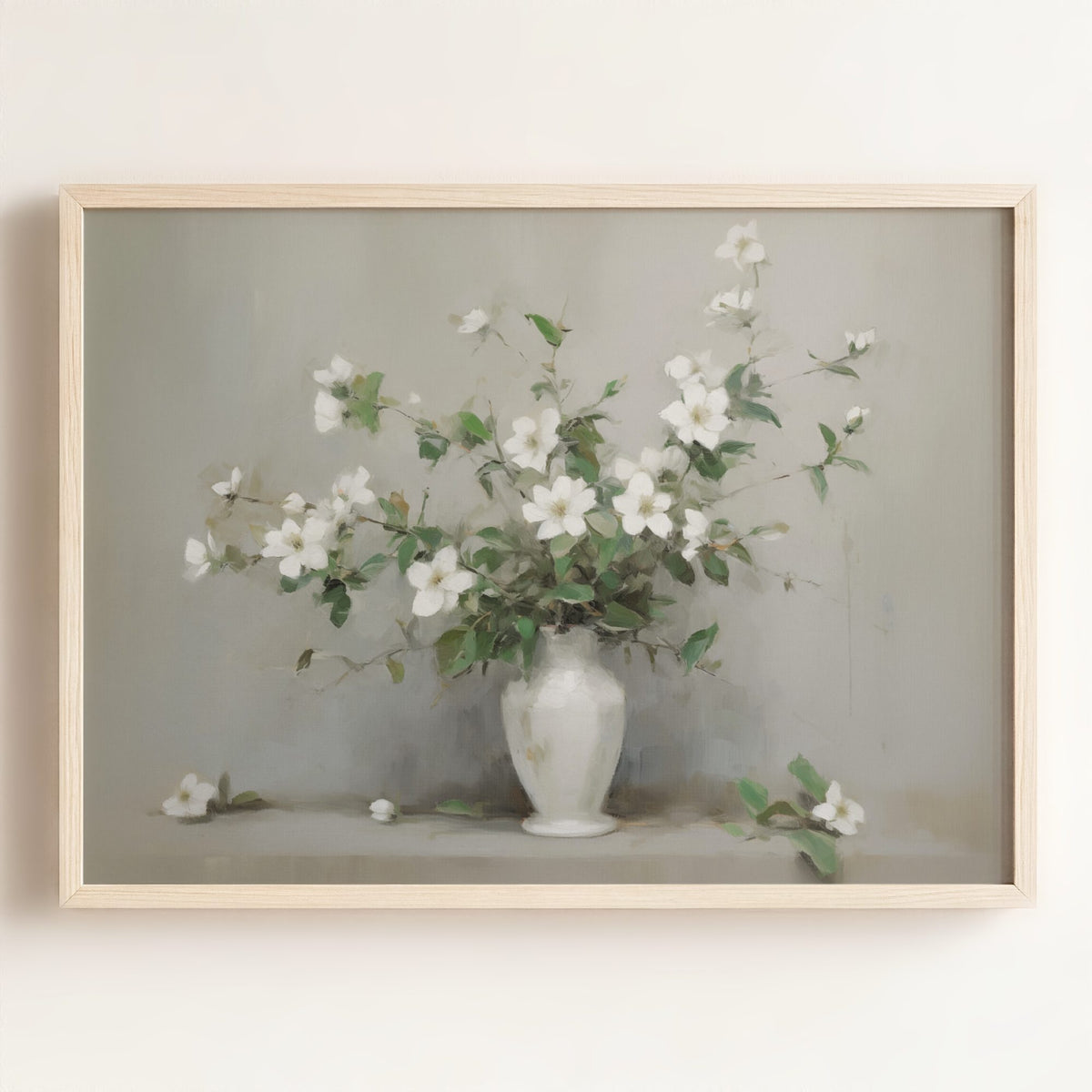 White Blossoms Art Print — Framed Art
