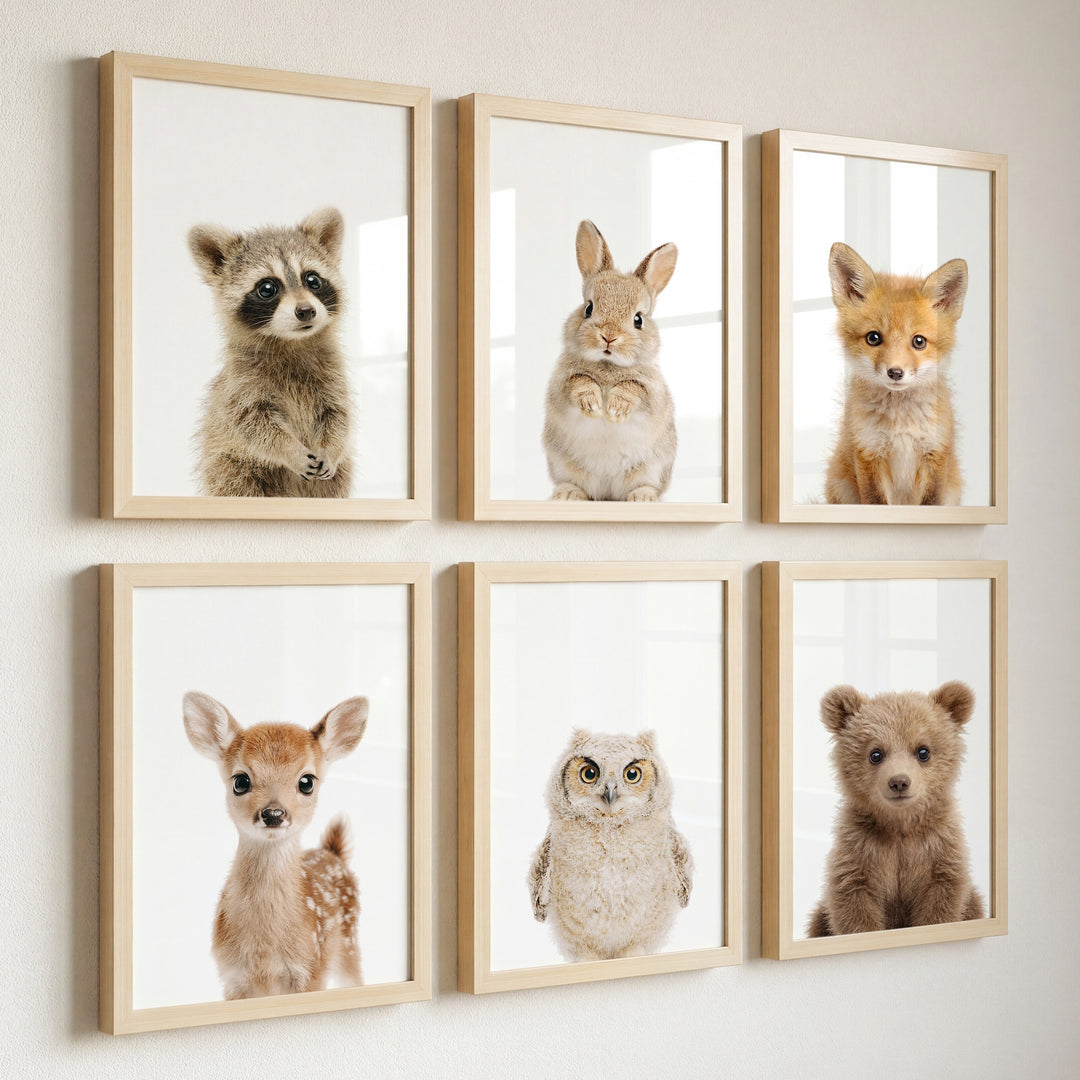 Woodland Animals Set of 6 Nursery Art Prints
