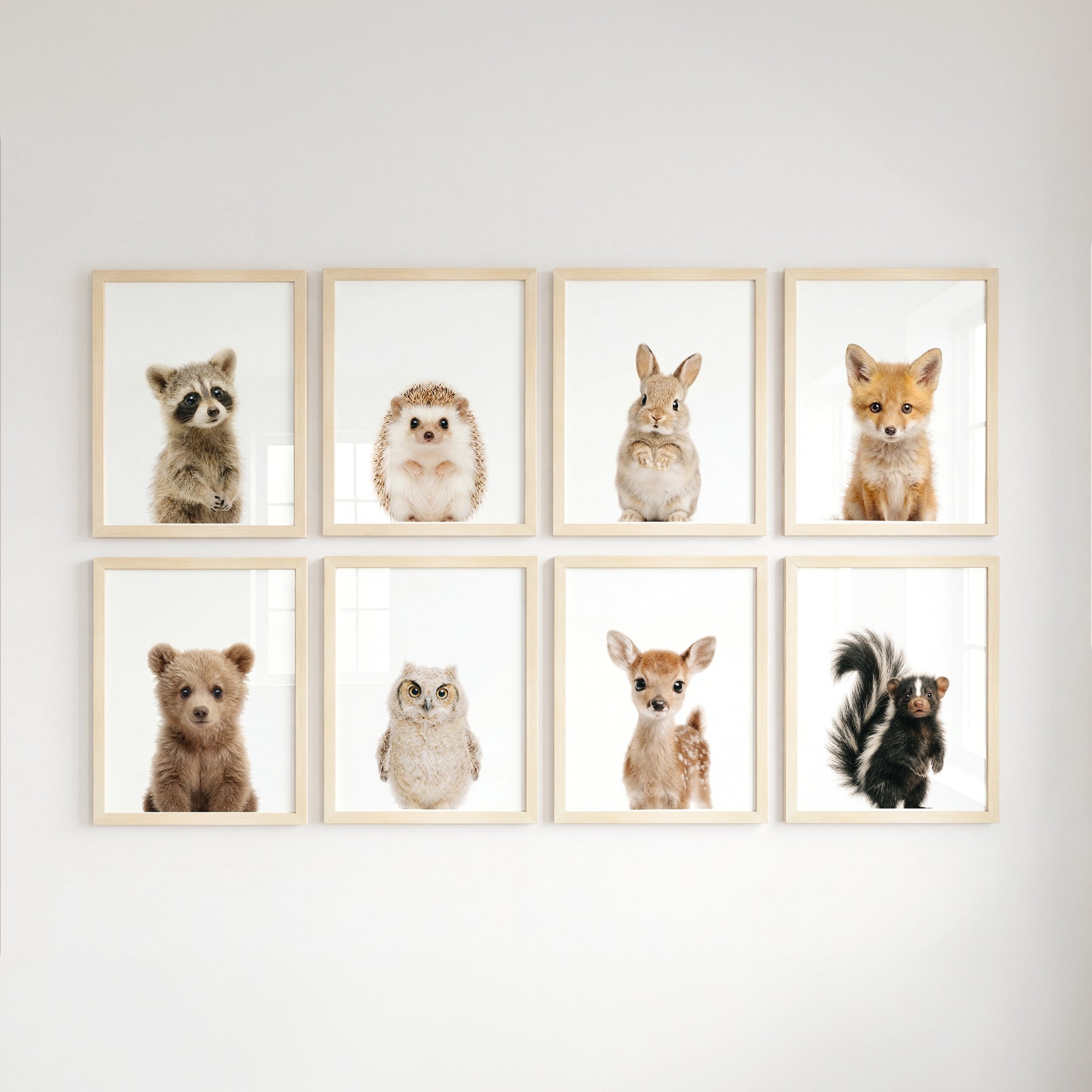 Woodland Animals Set of 8 Baby Animals Nursery Decor Art Prints ...