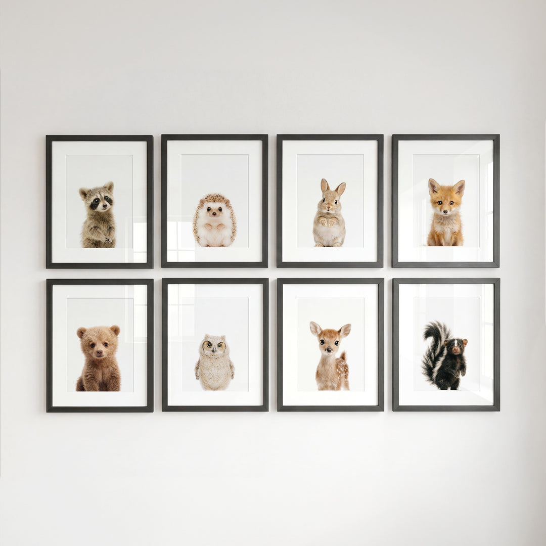 Woodland Animals Set of 8 Baby Animals Nursery Decor Art Prints