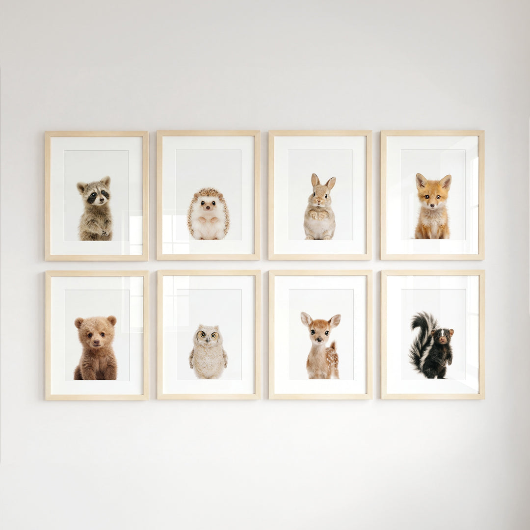 Woodland Animals Set of 8 Baby Animals Nursery Decor Art Prints