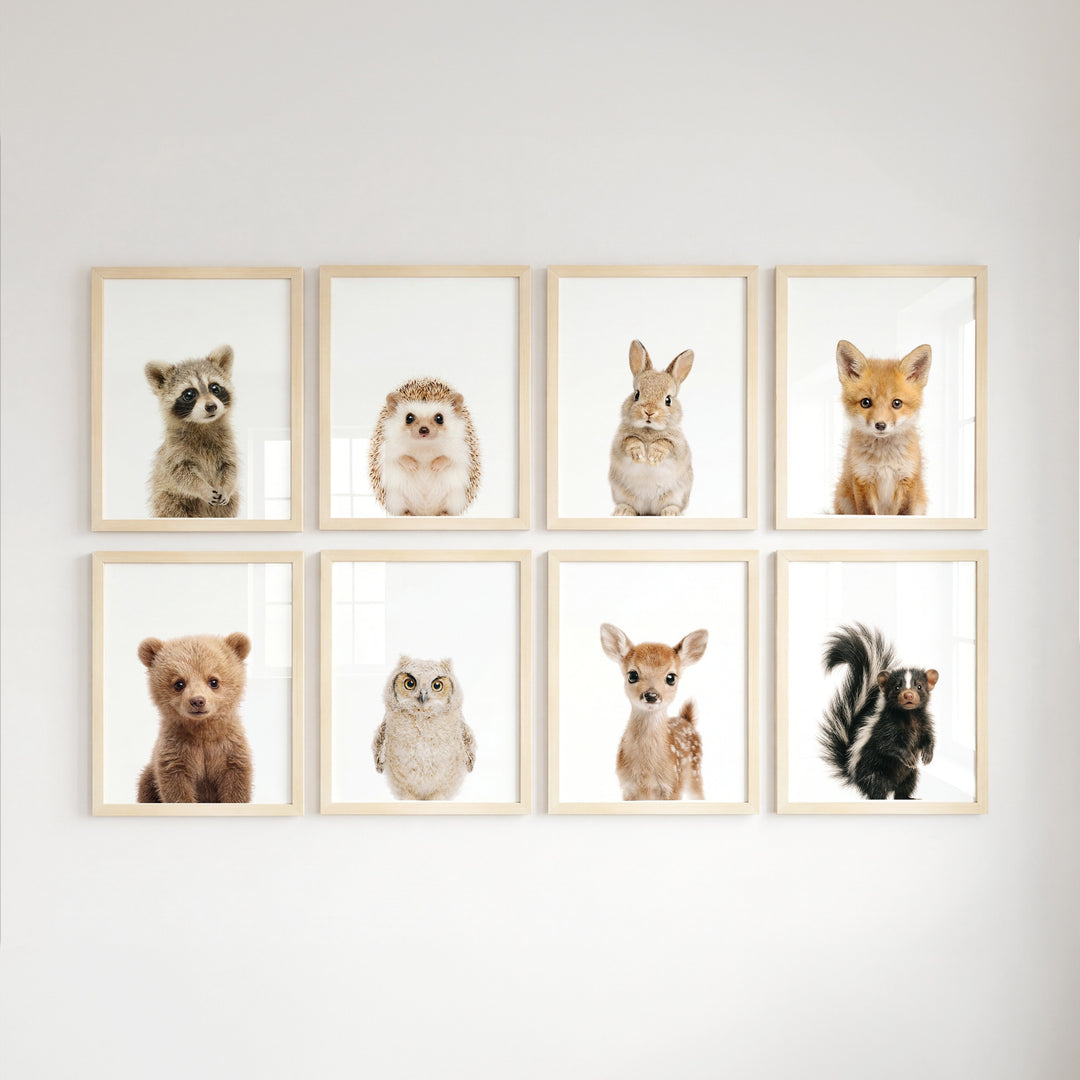 Woodland Animals Set of 8 Baby Animals Nursery Decor Art Prints