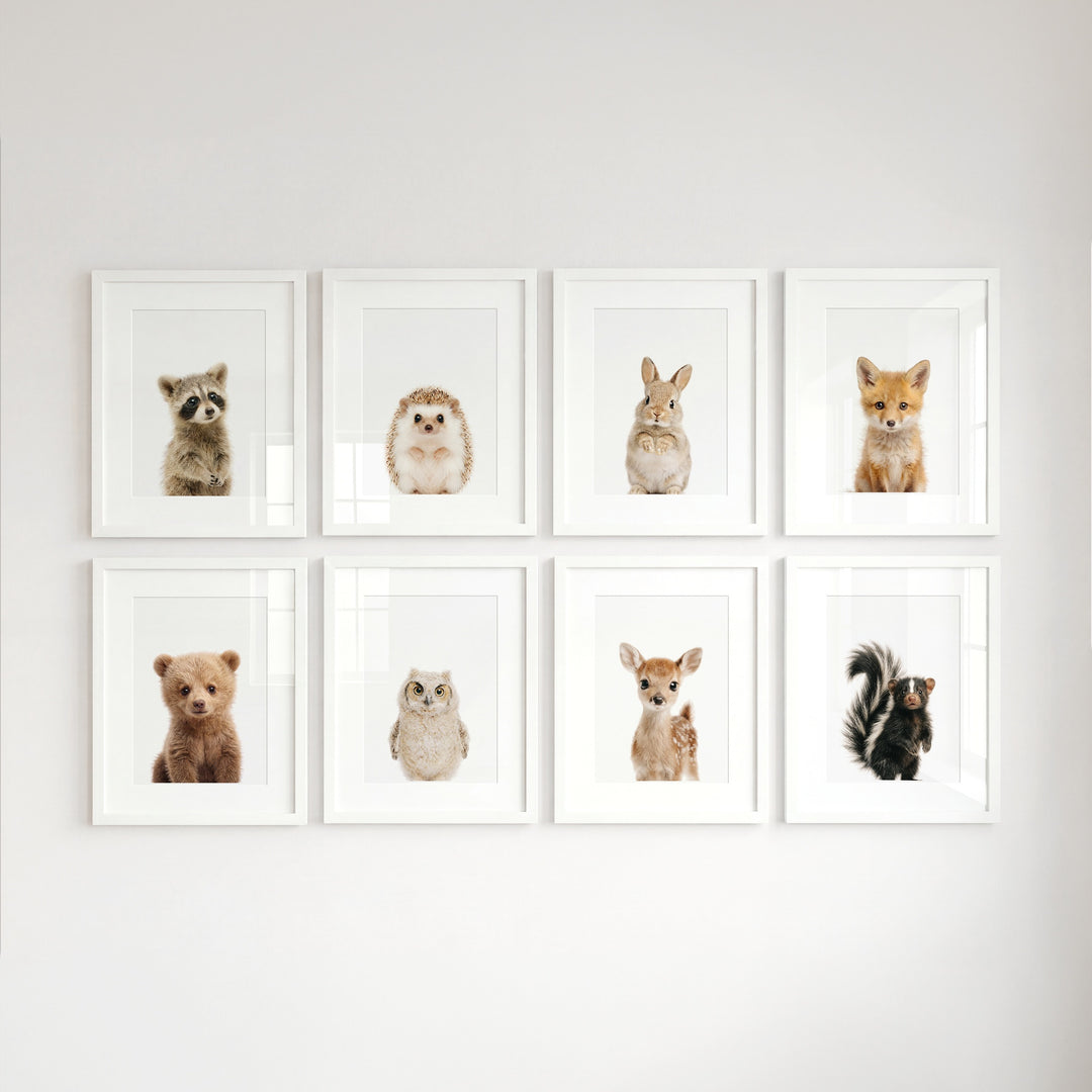 Woodland Animals Set of 8 Baby Animals Nursery Decor Art Prints