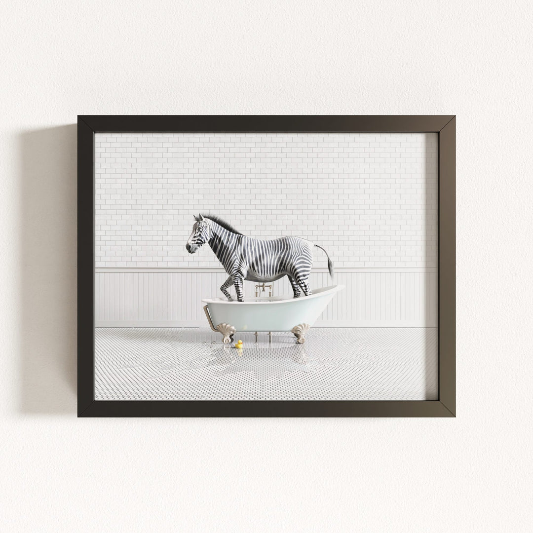 Zebra in Blue Bathtub