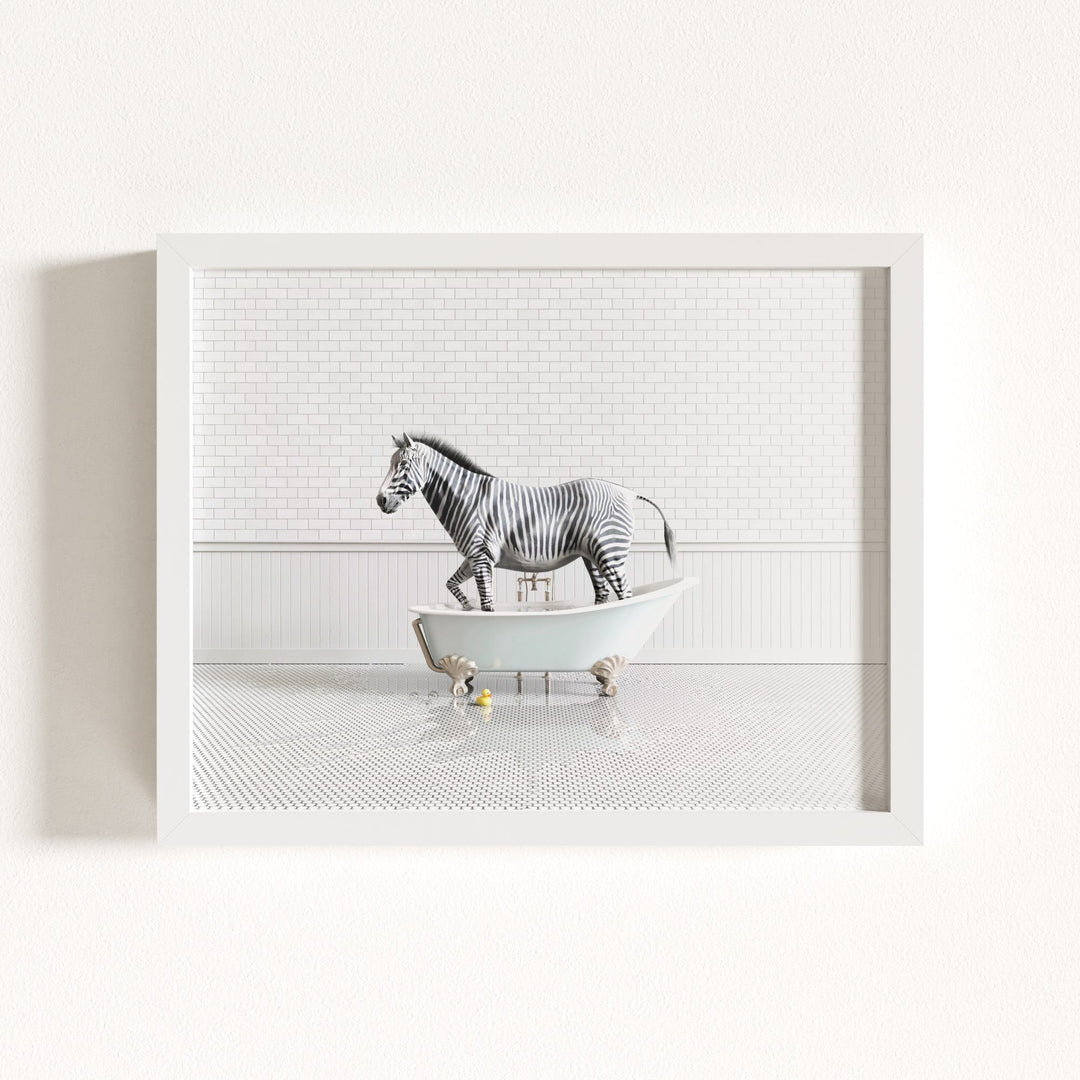 Zebra in Blue Bathtub