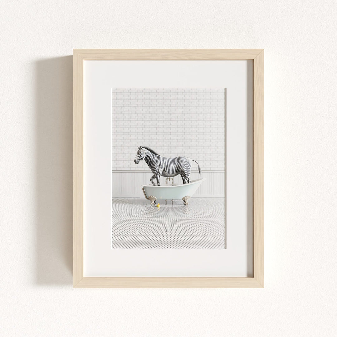 Zebra in Blue Bathtub