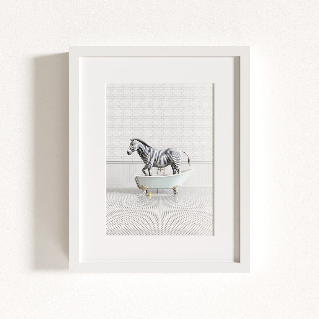 Zebra in Blue Bathtub