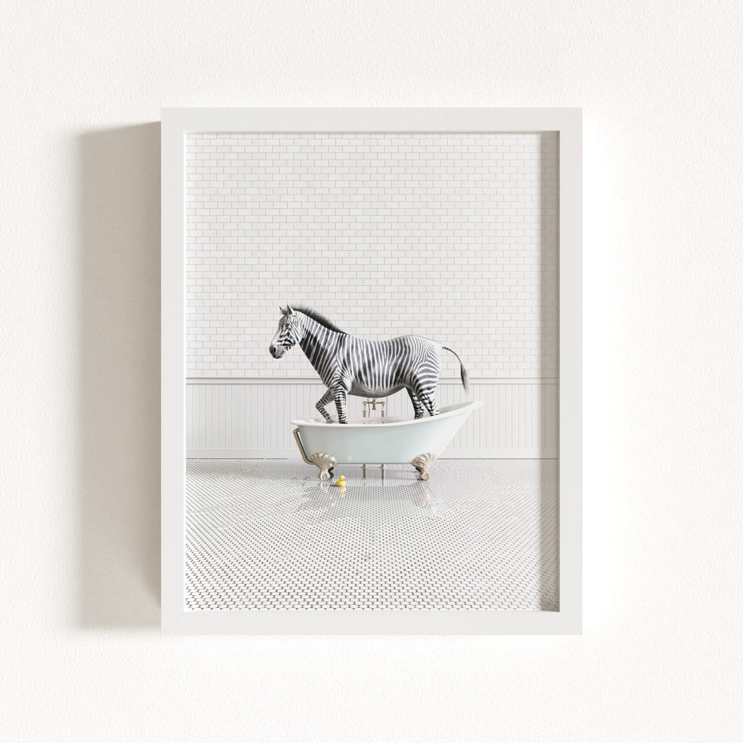 Zebra in Blue Bathtub