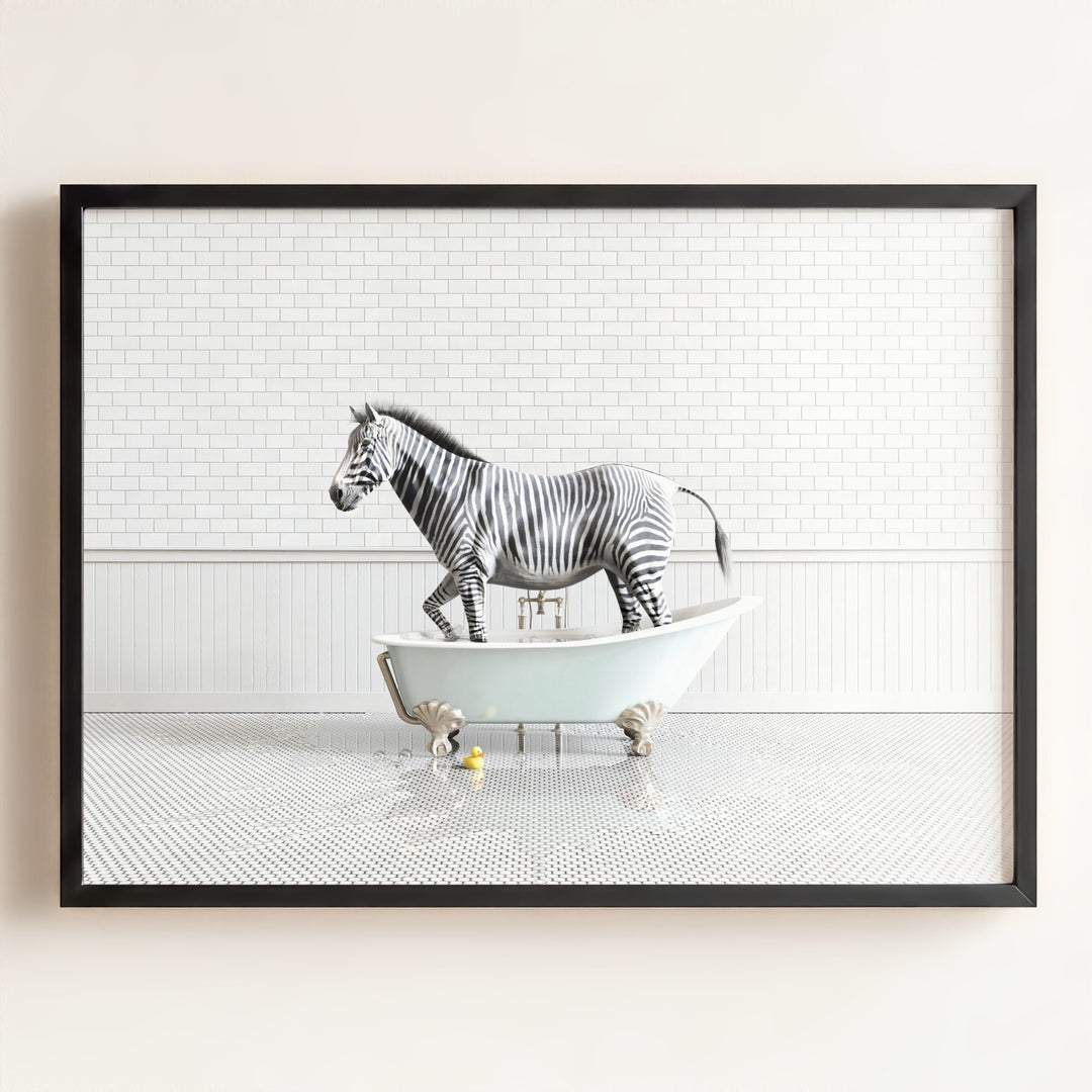 Zebra in Blue Bathtub