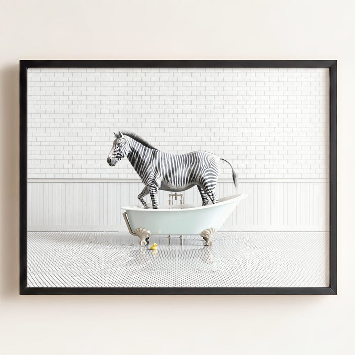 Zebra in Blue Bathtub