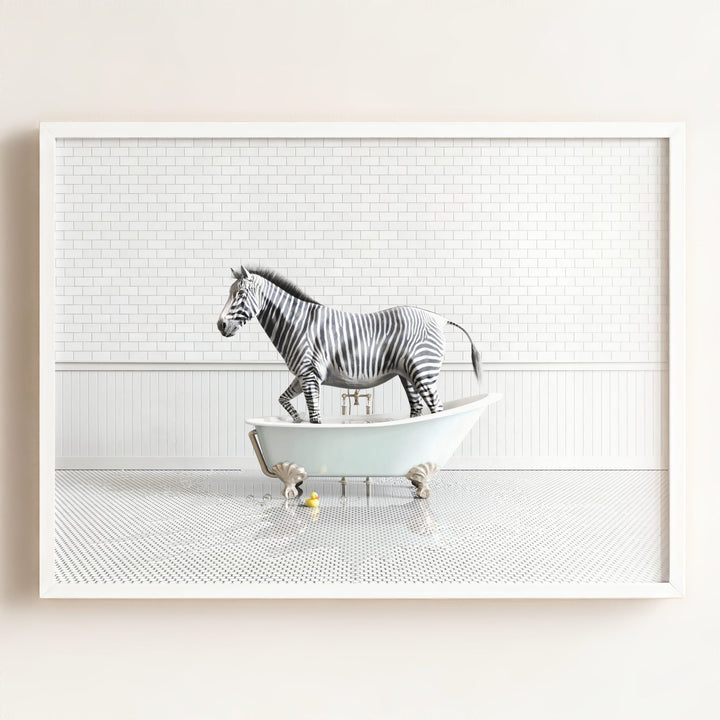 Zebra in Blue Bathtub