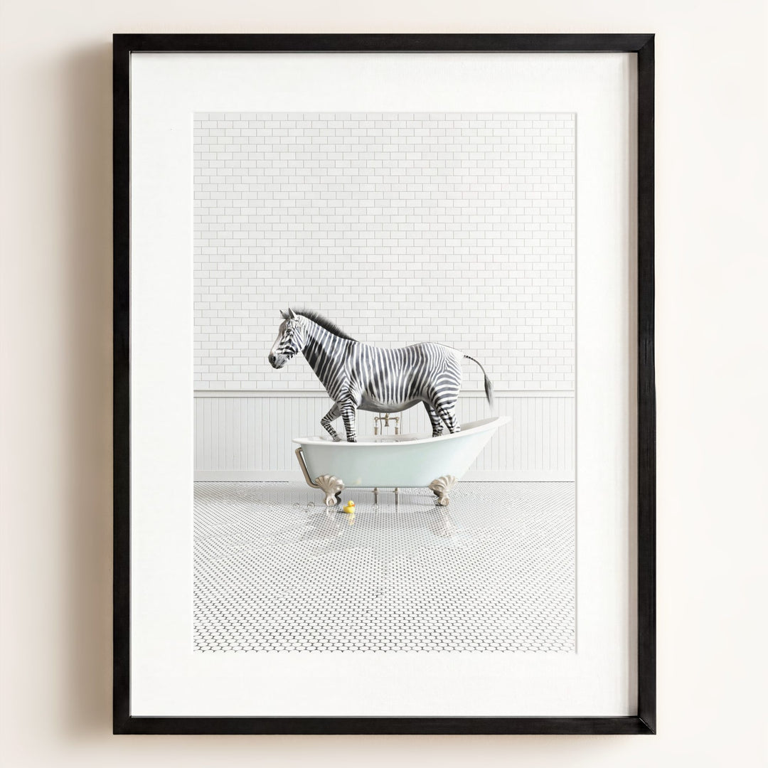 Zebra in Blue Bathtub
