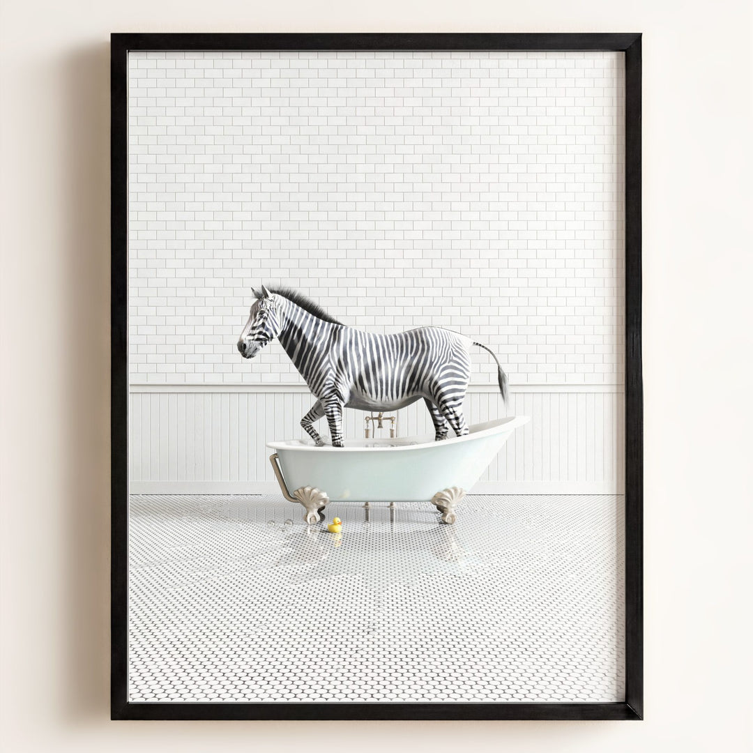 Zebra in Blue Bathtub