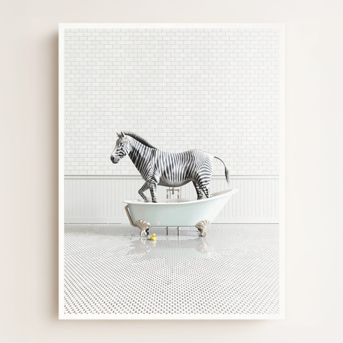 Zebra in Blue Bathtub
