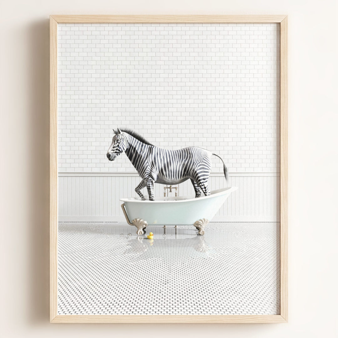 Zebra in Blue Bathtub