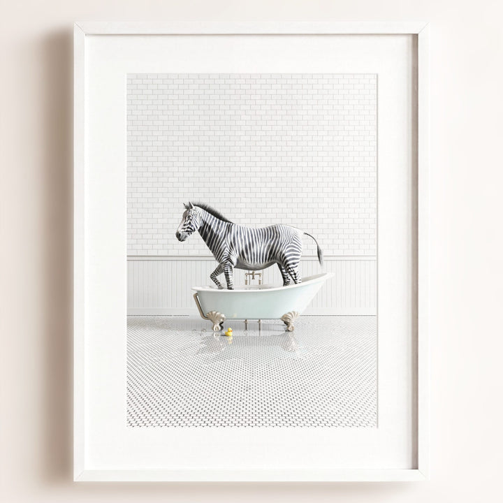 Zebra in Blue Bathtub