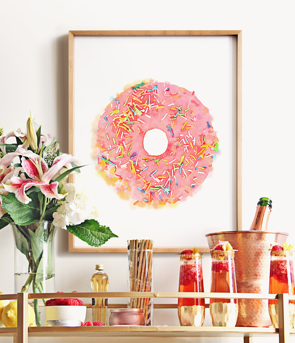 Pink Donut Watercolor