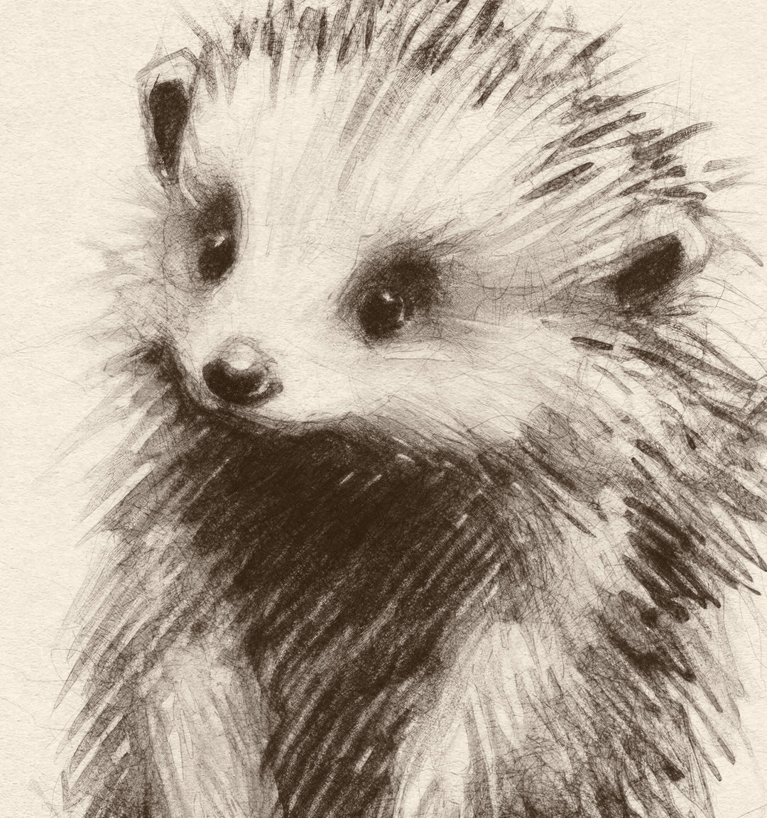 a pencil drawing of a hedgehog