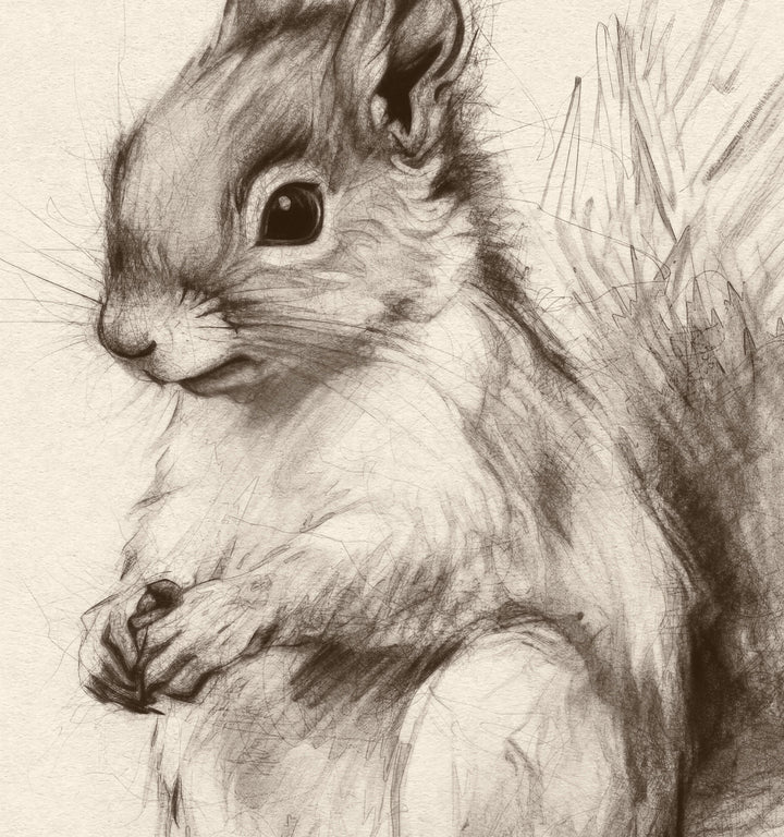 a pencil drawing of a squirrel