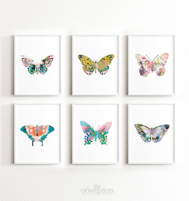 Butterfly Artwork Set of 6 Vertical