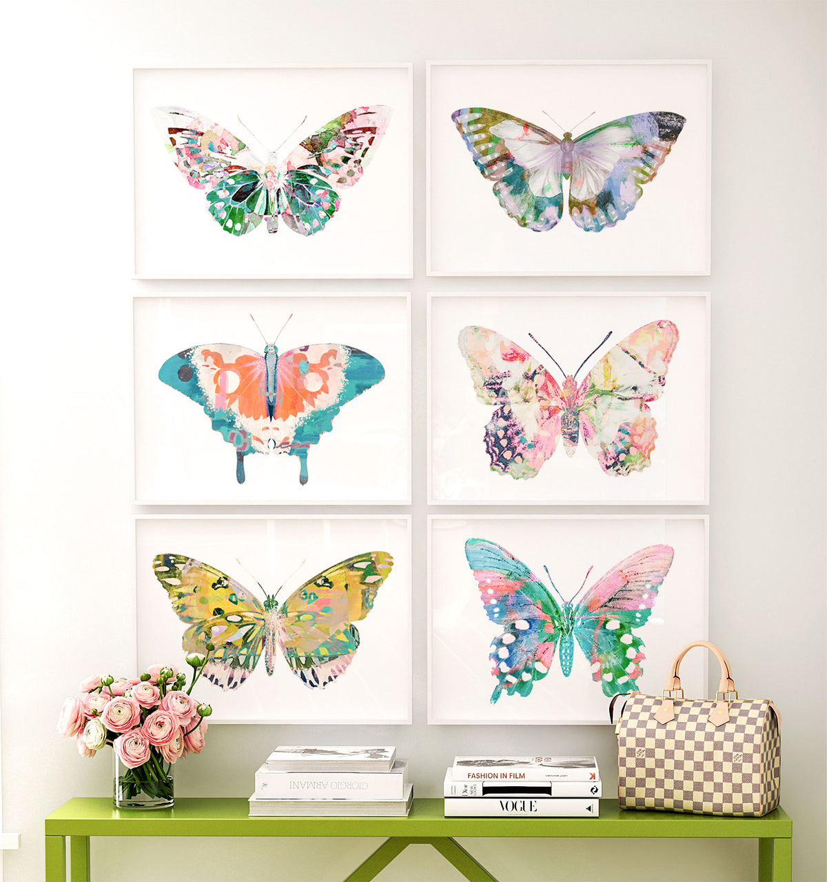 Butterfly Art Prints Set of 6 Girl Room Decor