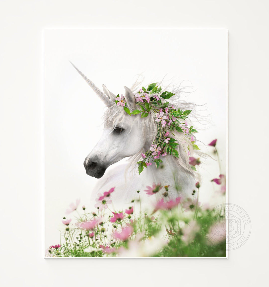 Unicorn with Flower Crown Portrait