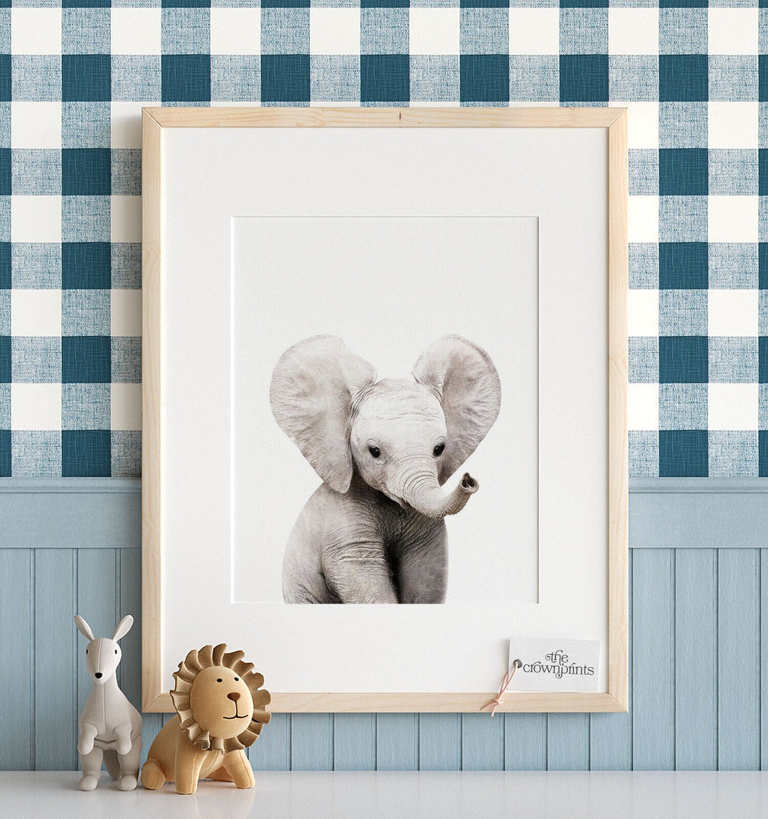 Baby Elephant Print for a safari themed nursery or a baby animal print nursery from The Crown Prints