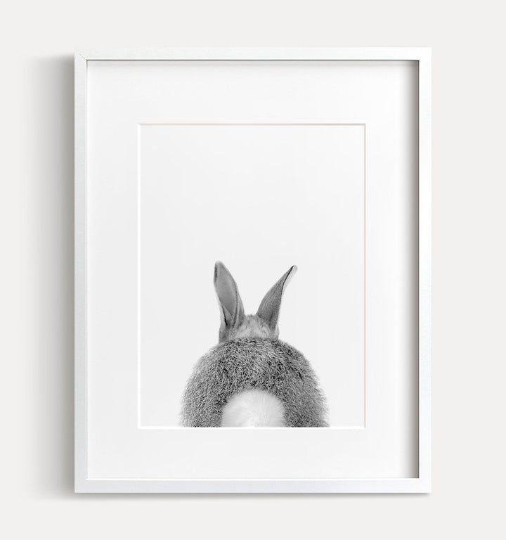 Baby Bunny Bum Print - Black and White - The Crown Prints
