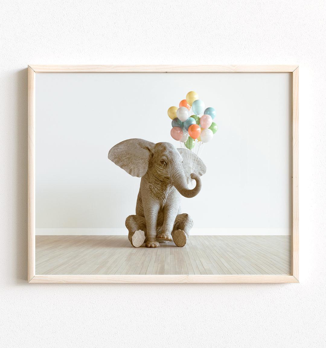 Elephant with Balloons Art Print