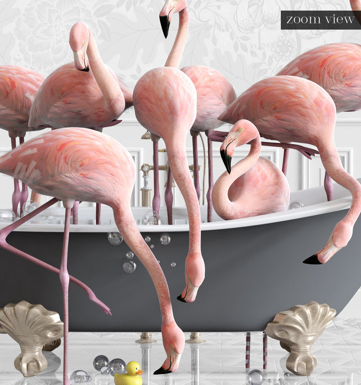 Flamingos in a Gray Bathtub