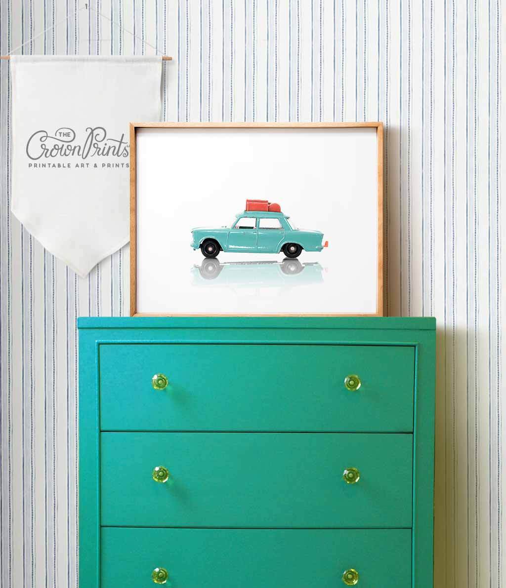 Toy Car: Turquoise Fiat Print - The Crown Prints