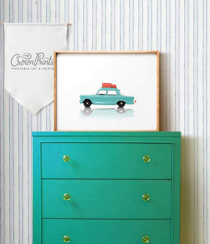 Toy Car: Turquoise Fiat Print - The Crown Prints