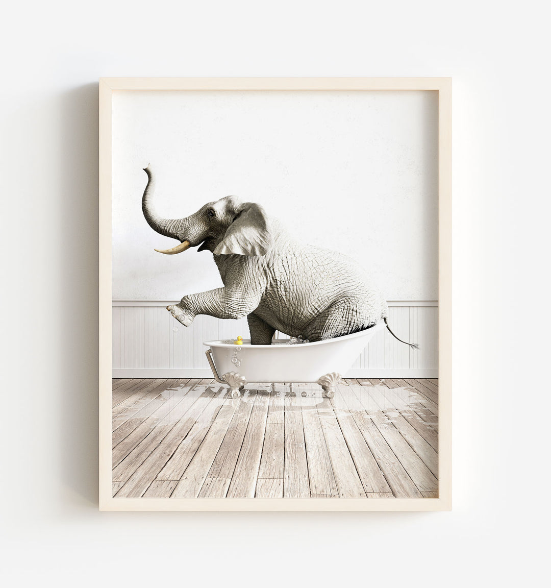 Elephant in White Bathtub