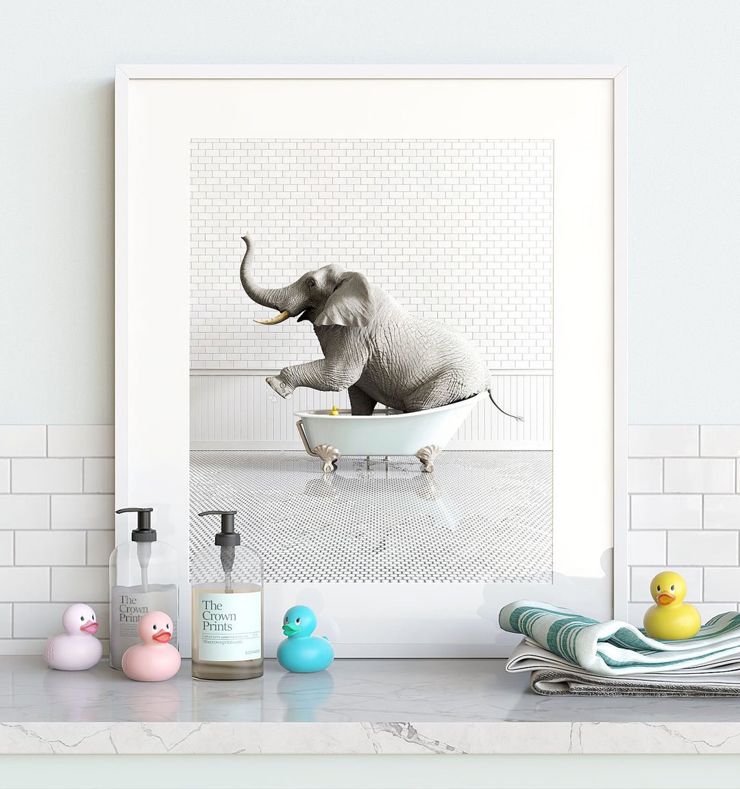 Elephant in Blue Bathtub