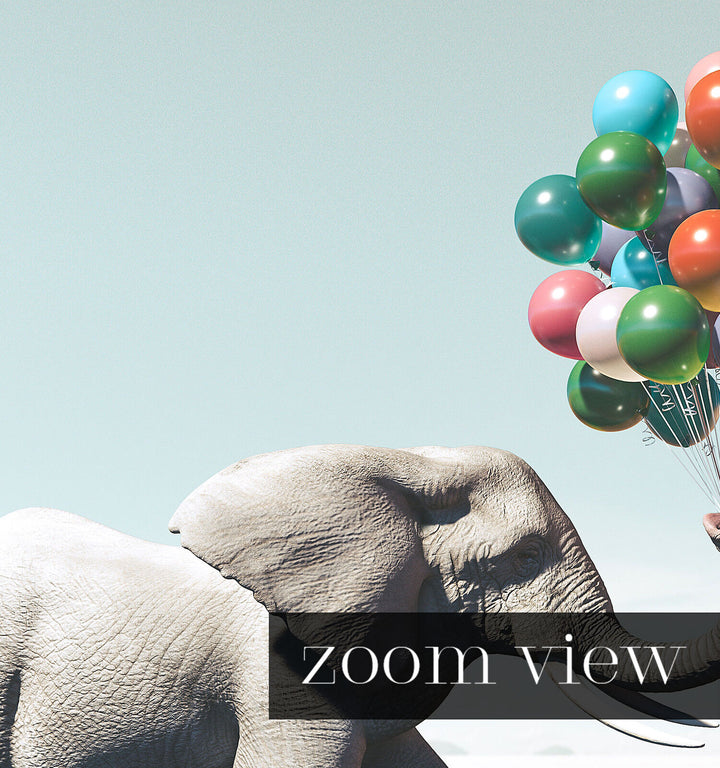Elephant with Balloons Art Print