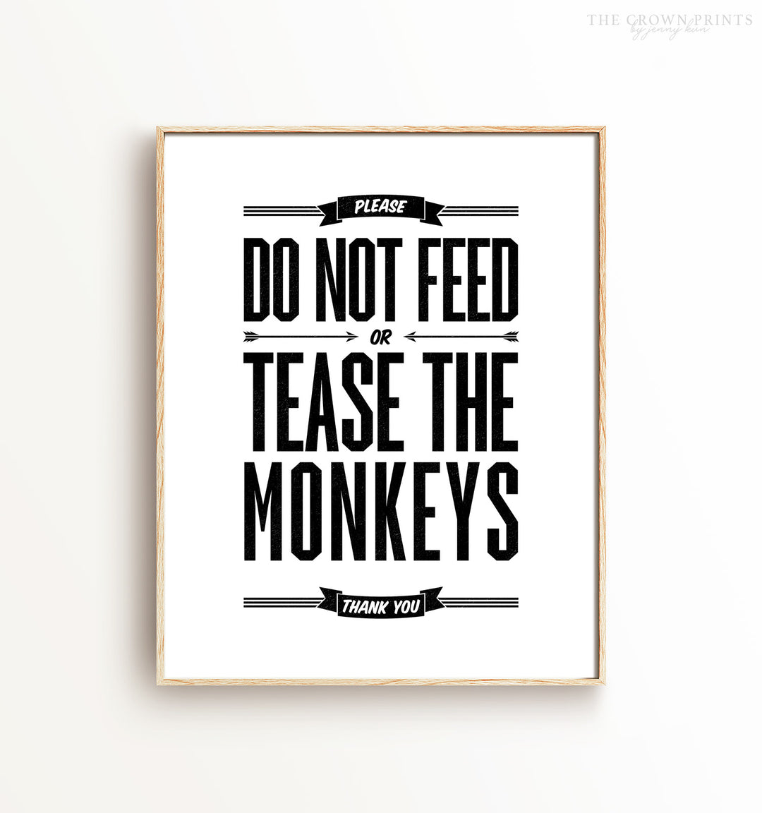 Funny Playroom Art: Please do not feed or tease the monkeys