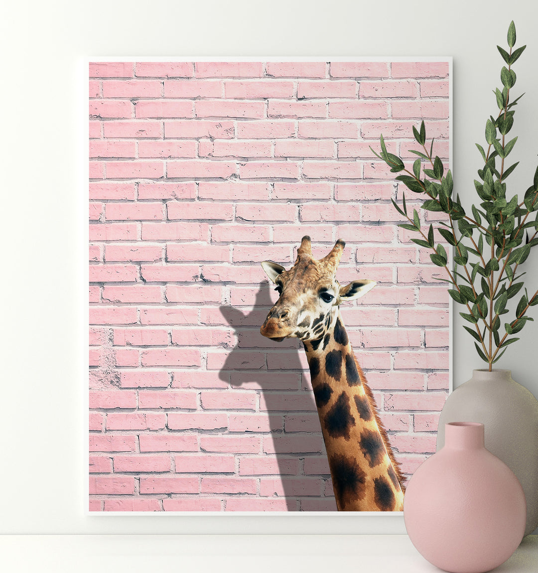Giraffe on a Pink Wall
