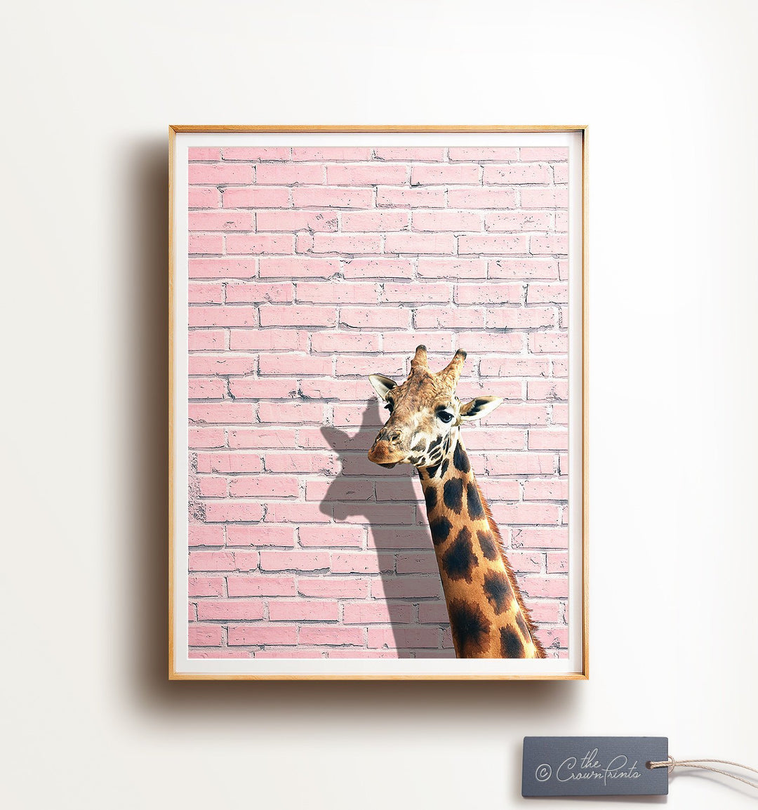 Giraffe on a Pink Wall Print - The Crown Prints