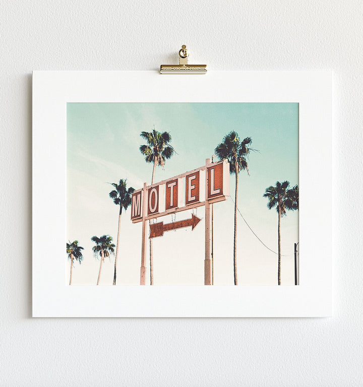 Retro Motel and Palms - horizontal wall art