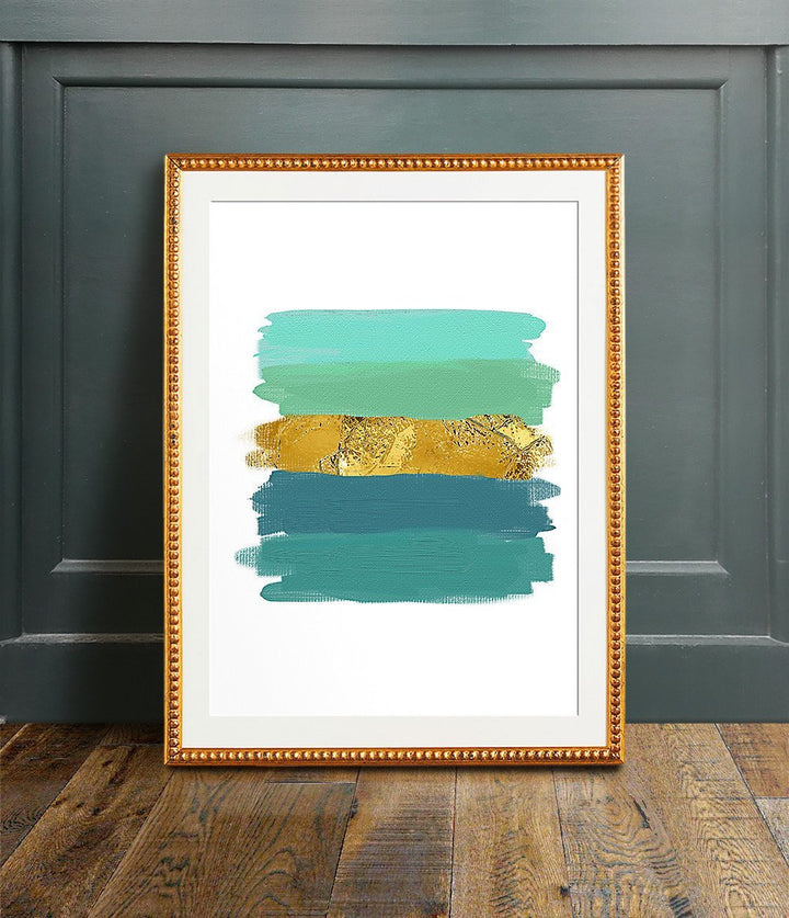 Teal and (Faux) Gold Brushstrokes - The Crown Prints