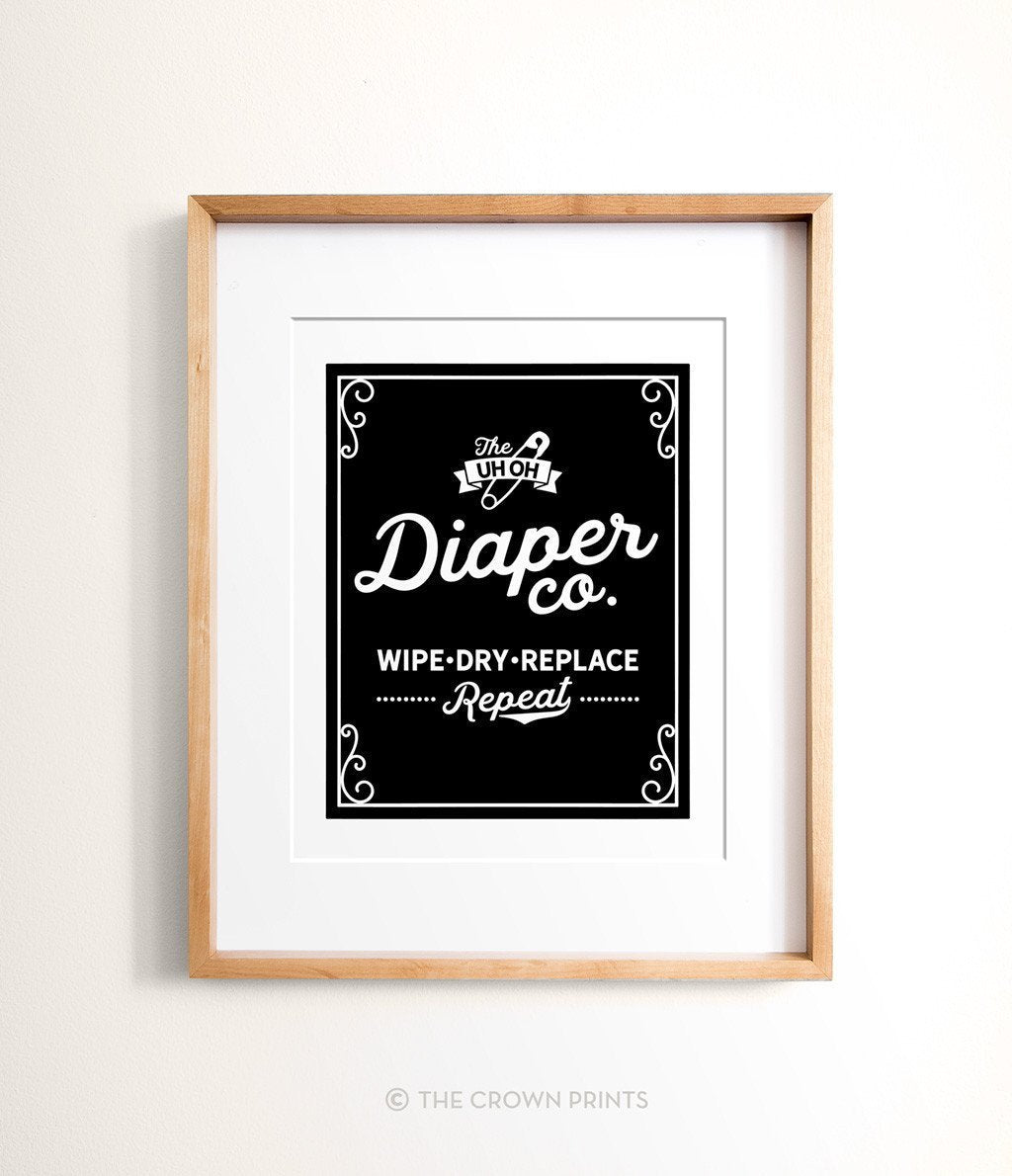 Uh Oh Diaper Co - Funny Nursery Art - The Crown Prints