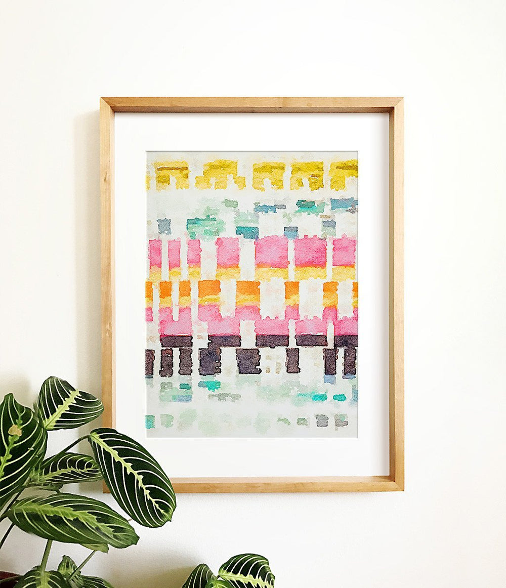 Abstract watercolor stitches - The Crown Prints