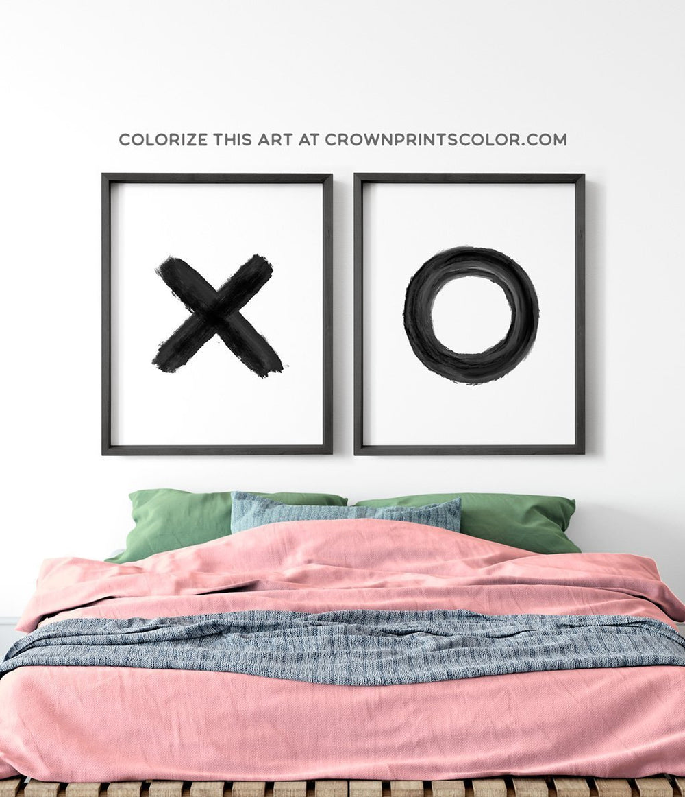 Black and white X and O Prints - set of two - The Crown Prints