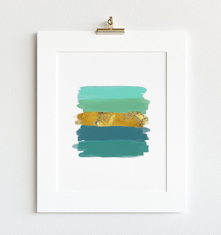 Teal and (Faux) Gold Brushstrokes