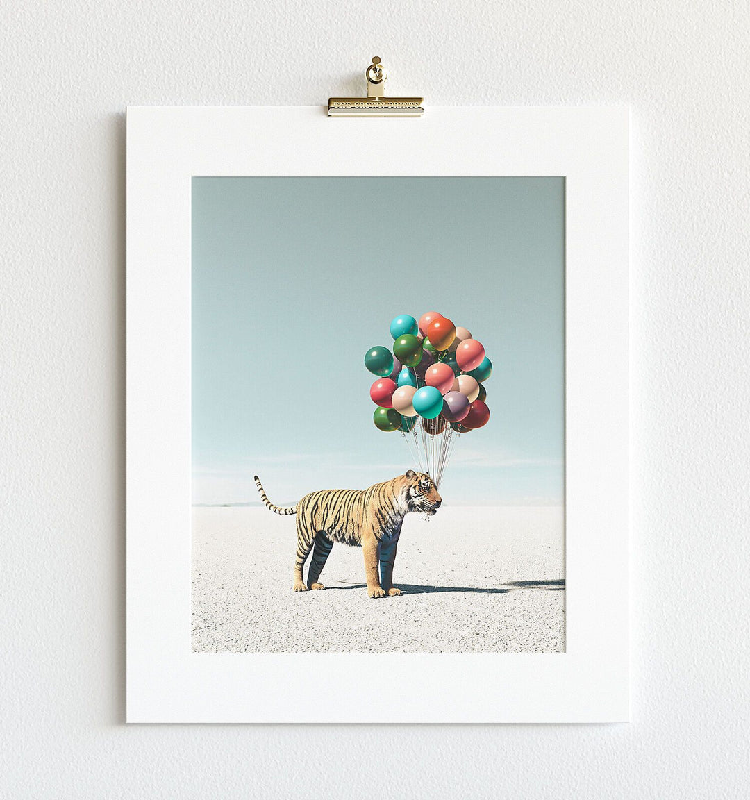 Tiger with Balloons Art Print