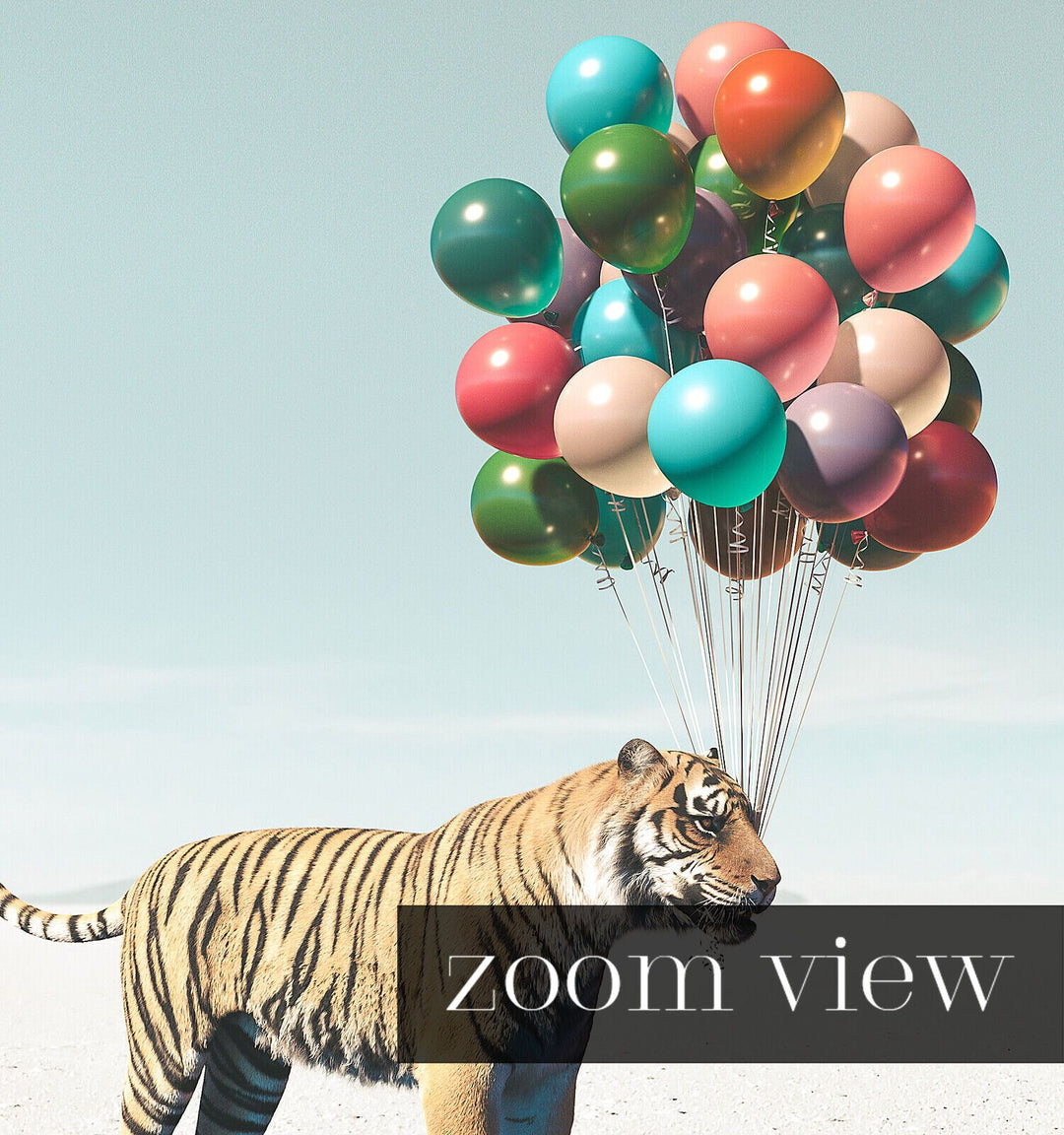 Tiger with Balloons Art Print