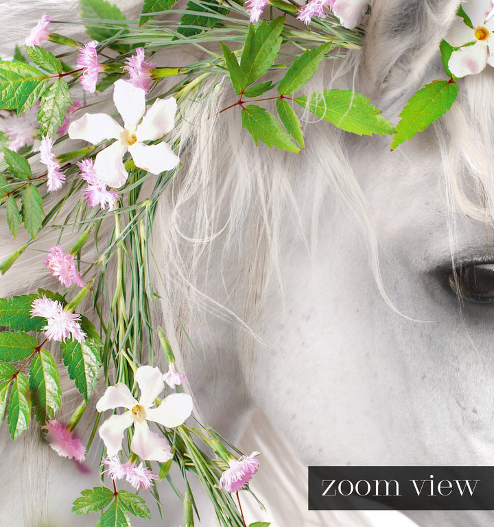 Horse with Flower Crown and Wildflowers
